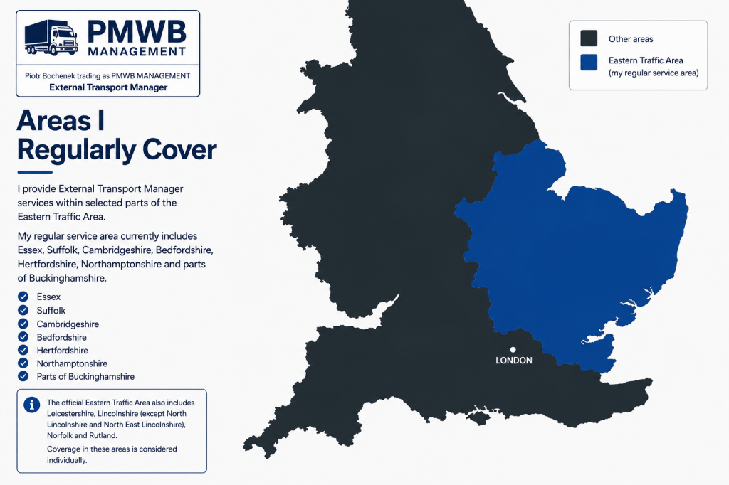 Eastern Traffic Area covered by PMWB Management External Transport Manager services